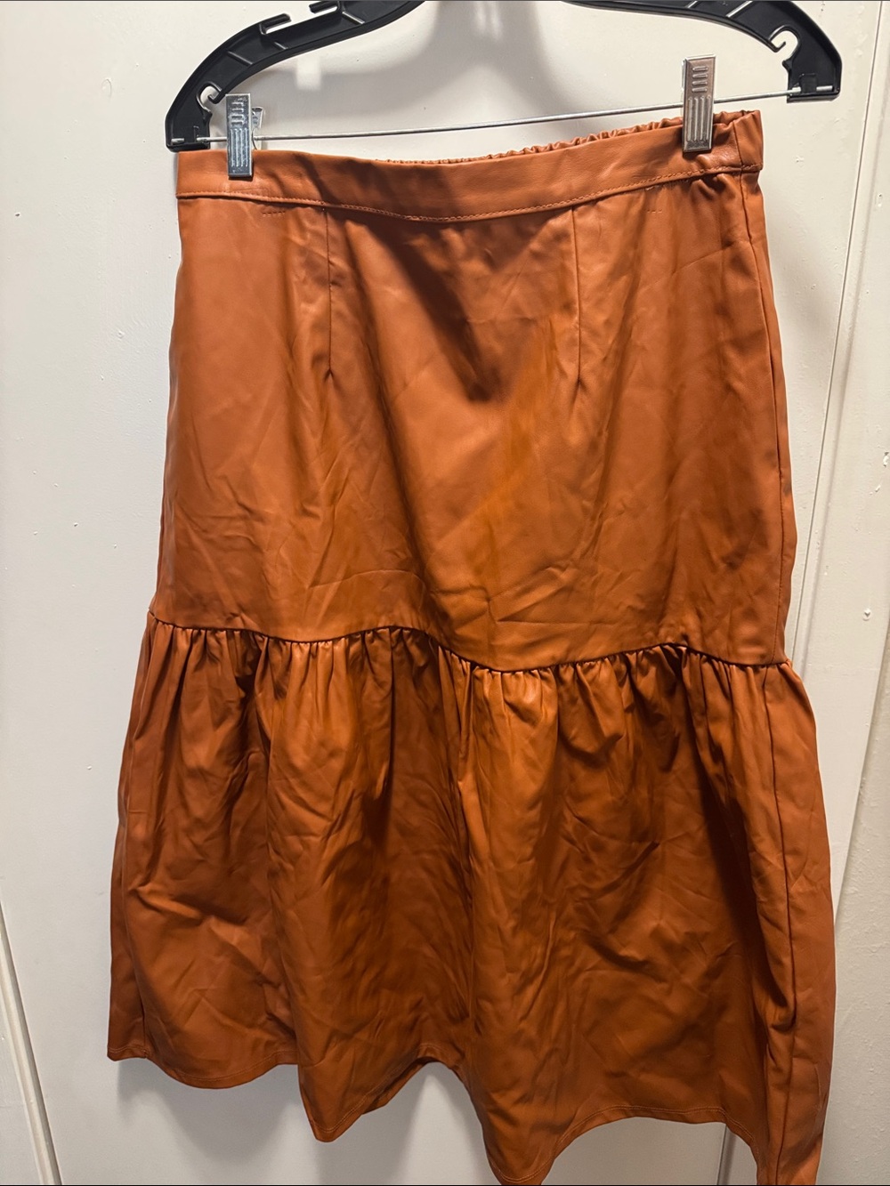 Who What Wear Rust Tiered A-Line Midi faux leather Skirt(4)